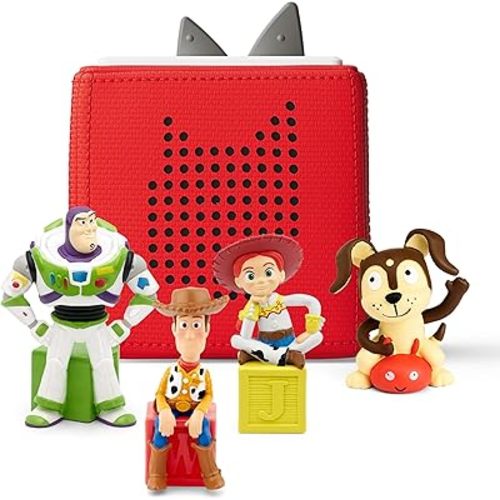Tonies Toniebox Audio Player Disney Pixar Toy Story Starter Set Bundle with Woody, Buzz, Jessie, and Playtime Puppy - Listen, Learn, and Play with One Huggable Little Box