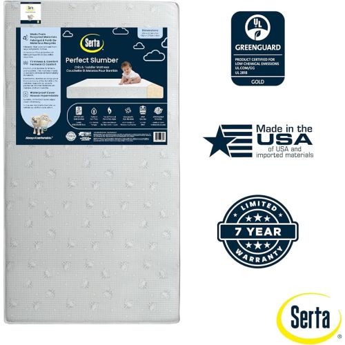 Amazon.com : Serta Perfect Slumber Dual Sided Crib and Toddler Mattress - Waterproof - Hypoallergenic - Premium Sustainably Sourced Fiber Core -GREENGUARD Gold Certified (Non-Toxic) -7 Year Warranty - Made in USA : Baby