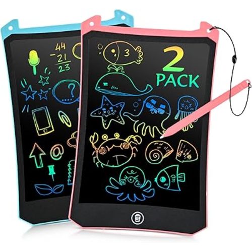 EooCoo Toys for Ages 2-4, LCD Writing Tablets for Kids 2 Pack, Drawing Pad for Kids, Toddler Travel Essentials, No Mess Coloring Books for Toddlers 1-3, Sensory Toys Gifts for Girls Boys - 8.5 Inch