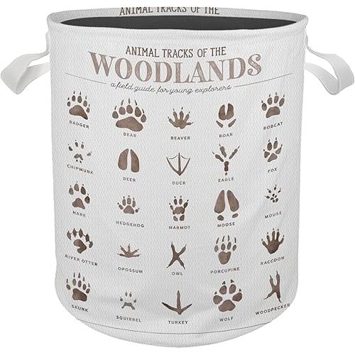 Woodland Laundry Basket, Kids Laundry Basket, Woodland Animals Nursery Laundry Basket Hamper Waterproof Collapsible Storage Bin Organizer for Bedroom Bathroom Baby Kids Room Dorm Clothes Toys