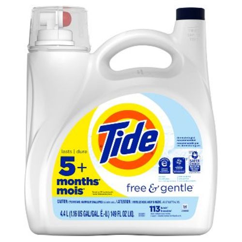 Tide Free & Gentle HE Compatible Liquid Laundry Detergent Soap, Size: 149 fl oz