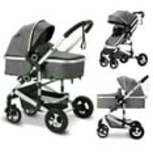 AILEEKISS 3-in-1 Convertible Baby Stroller, Folding Newborn Stroller with Big Seat, 21LB, Dark Grey