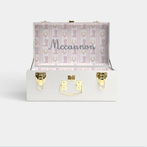 Mini Trunk - White - Boots In Bloom / Embroidery
