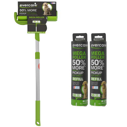 Evercare All-Purpose Refillable Mega Lint Roller Value Pack with 2 Sheet Roll Refills