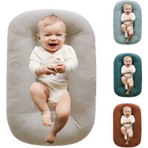 Baby Lounger Pillow,Loevin Baby Lounger Pillow for Newborn Cosleeping for Baby in Bed,Newborn Lounger Baby Nest for Boys & Girls 0-12 Months|English Apricot