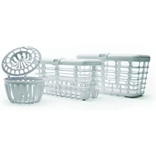 Prince Lionheart Made in USA High Capacity 3-in-1 Dishwasher and Spill Proof Vave Cleaner Basket for Toddlers & Infants Bottle Parts & Accessories | Fits all Dishwashers | 100% Recycled Plastic,White