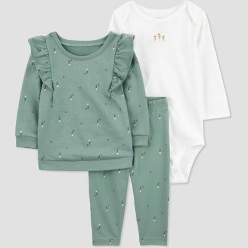 Carter's Just One You® Baby Girls' Floral Top & Bottom Set - Green/white 12m