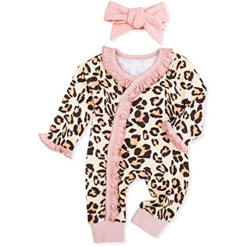 Von kilizo Baby Girl Clothes Cute Floral Infant Newborn Baby Clothes for Girls Letter Print Snap Baby Girl Romper Jumpsuit