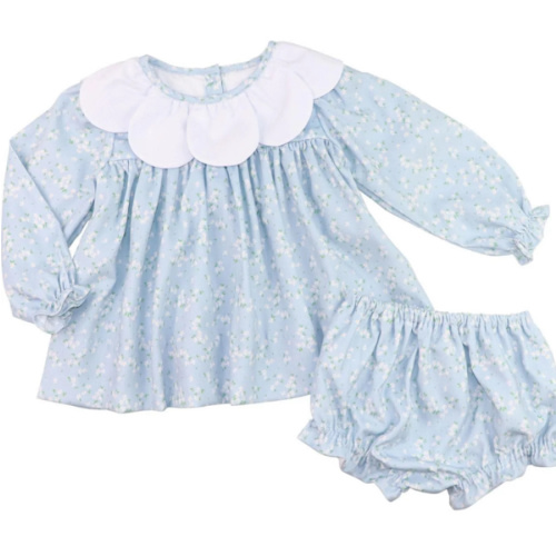 Blue Floral Corduroy Petal Collar Diaper Set – Cecil & Lou