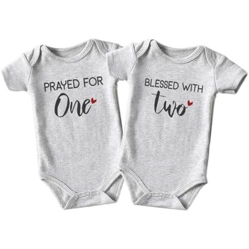 Prayed One Blessed Two Twin Outfits For Boy And Girl Newborn Twins Baby Items Must Haves Twin Baby Gifts
