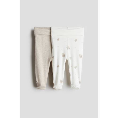 2-PACK COTTON LEGGINGS WITH COVERED FEET
