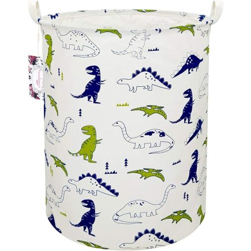 Dinosaur Laundry Basket Baby Laundry Hamper Cute Kids Hamper Toy Storage Bin Handles for Boys and Girls Dinosaur Room Decor (Polychrome Dinosaurs)