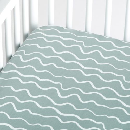Organic Imperfect Stripe Baby Crib Fitted Seafoam Sheet