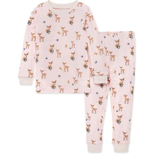 Burt's Bees Baby Girls' Pajamas, 2-Piece Long Sleeve Tee and Pants Organic Cotton PJ Set