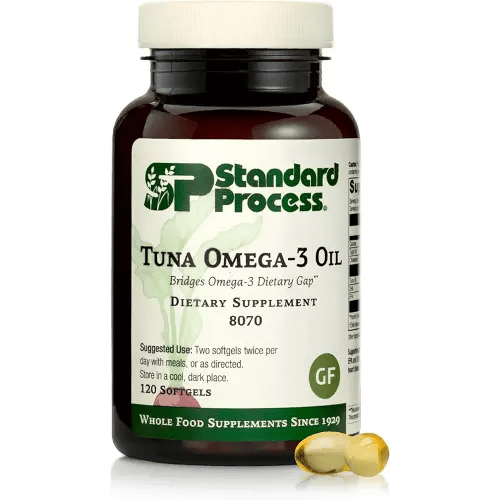 Standard Process Tuna Omega-3 Oil - Brain & Eye Health Support Supplement - Essential Fatty Acid Supplement with Omega-3 - Nutritional Supplement to Aid Skin Health - 120 Softgels