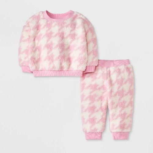 Baby Shearling Top & Bottom Set - Cat & Jack™ Light Pink 3-6M
