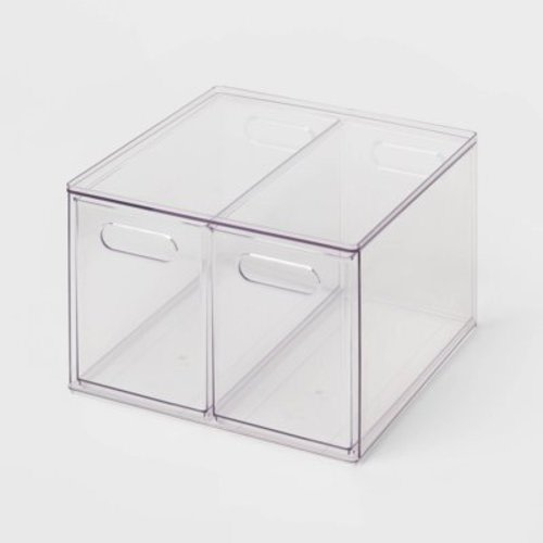 All Purpose 2 Drawer Storage Clear - Acrylic Utility Bins, PETG, 1352 Volume, 8.8