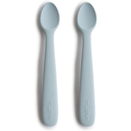 mushie Silicone Baby Feeding Spoons | 2 Pack (Powder Blue)