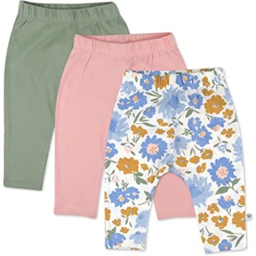 HonestBaby Girls Organic Cotton Cuff-Less Harem Pants Multipack