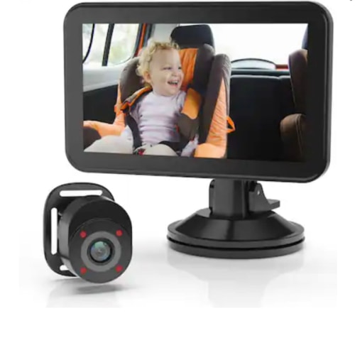 Rexing - BC500 In-Car Baby Cam with Monitor – HD 1080p & Infrared Night Vision - Black