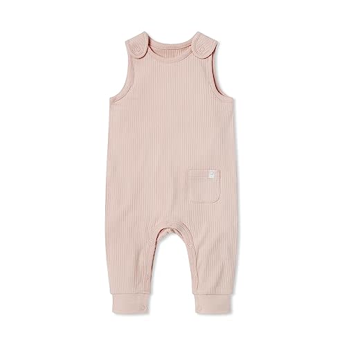 MORI Baby Unisex Ribbed Overalls with Shoulder Snaps and Pocket - Elastic Ankle Cuffs - One Piece Jumpsuit for Boys and Girls