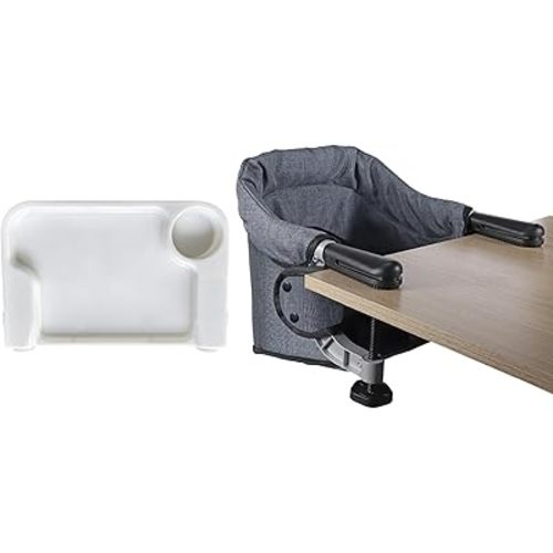 Hook on High Chair with Detachable Dining Tray, Clip on High Chair, Fold-Flat Storage Portable Baby Feeding Seat, High Load Design, Attach to Fast Table Chair Removable Seat for Home and Travel