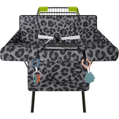 Shopping Cart Cover for Baby 2-in-1 High Chair Cover with Safety Harness Multifunctional Grey Pattern Cart Covers for Babies Soft Padded Grocery Cart Cover for Baby Boy Girl