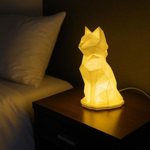 Low Poly Cat Table Lamp – Multicolor USB LED Light with Remote | 3D Printed Animal Lamp for Bedroom or Office Decor