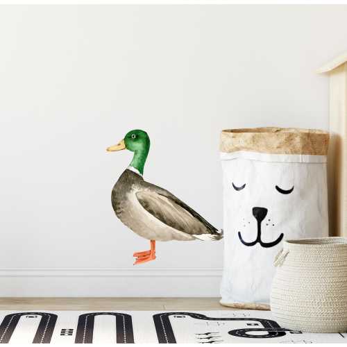 Mallard Duck Fabric Wall Decal, Watercolor Mallard Duck, Wild Duck, Bird Wall Sticker, Woodland Forest Animals, Nursery Decor