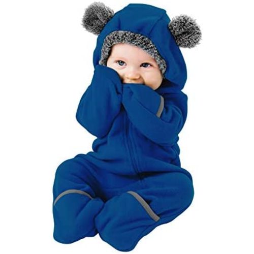 Fleece Baby Bunting Bodysuit – Infant One Piece Kids Hooded Romper Outerwear Toddler Jacket