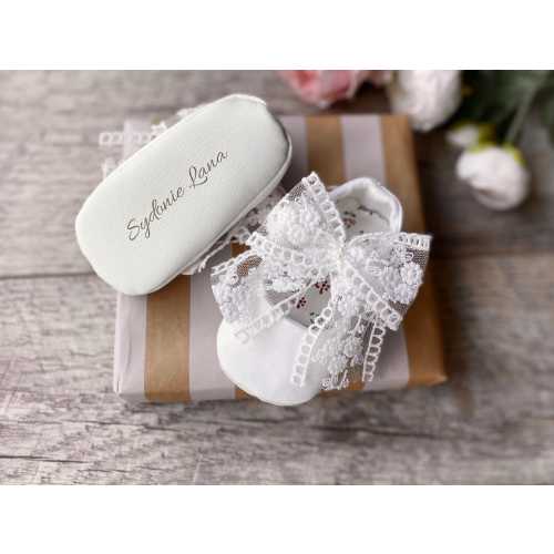 PERSONALIZED lace bow shoes, light ivory baby girl shoes, lace baptism shoes christening outfit, toddler flower girl dress shoes, taufschuhe