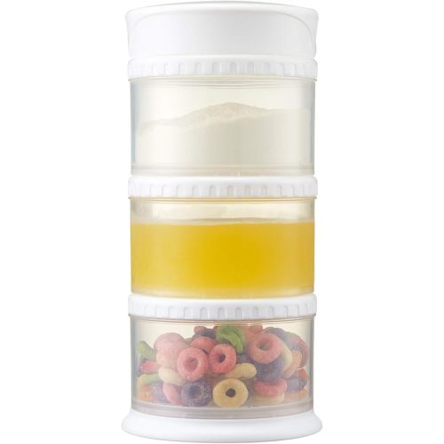 Innobaby Packin' Smart Stackable and Portable Storage System for Formula, Liquid, Baby Snacks and More. 3 Stackable Cups in White. BPA Free.