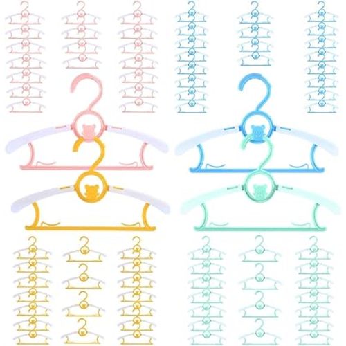 Baby Hangers for Nursery Closet 80 Pack Plastic Kids Clothes Hanger Space Saving Non Slip Extendable Toddler 11-14” Adjustable Hangers Heavy Duty Clothing Infant Hanger Bulk, Mixed Color