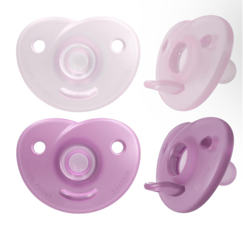 Philips AVENT Soothie Heart Pacifier, 0-3 Months, Pink/Light Pink, 4 Pack, SCF099/42