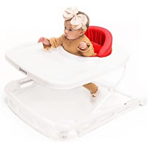 Joovy Spoon Baby Walker & Activity Center Featuring Three Adjustable Heights, Extra-Large Tray, and 30 lb Weight Capacity - JPMA Safety Certified, Red