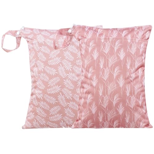 Opgroeie Wet Dry Bags with Two Zippered Pockets and Handle, Reusable Storage Bag for Breast Pump Parts & Baby Items, Waterproof Diaper Bags, Yoga Gym Bag for Swimsuits or Wet Clothes-2pcs, 11.8*15.75"