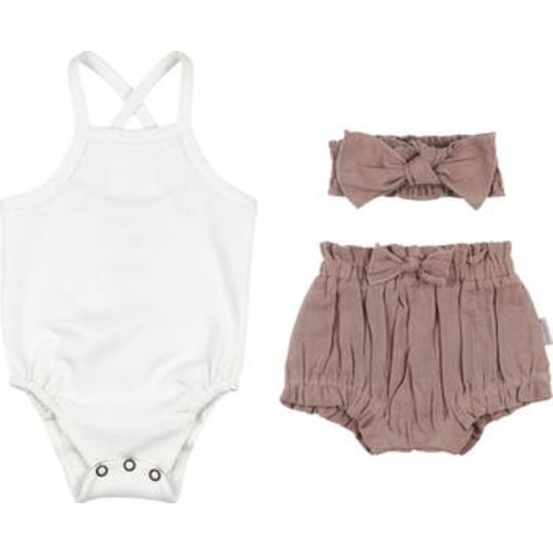 Organic Cotton Bodysuit, Bloomers & Headband Set