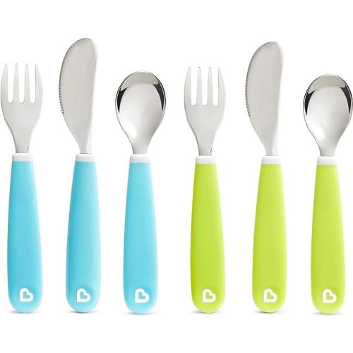Munchkin® Splash™ Toddler Fork, Knife and Spoon Utensil Set, 6 Count, (Pack of 2)Blue/Green - Blue/Green Utensils