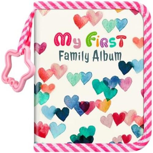 Fintie Baby Photo Album 4x6 Inch, 18 Photos My First Family Album Book with Soft Cloth Cover & Hook for Newborn/Toddlers/Kids/Baby Shower Memory Birthday Gifts, Raining Hearts