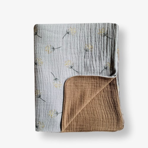 Organic Muslin Quilt- Gray/Dandelion