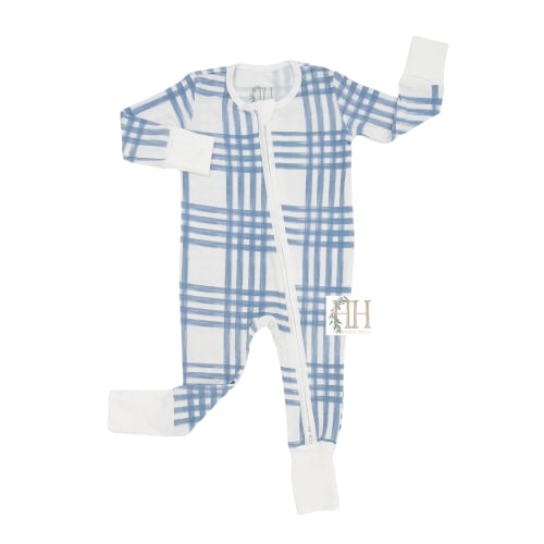 Boys Dapper Blue Double Zipper Romper