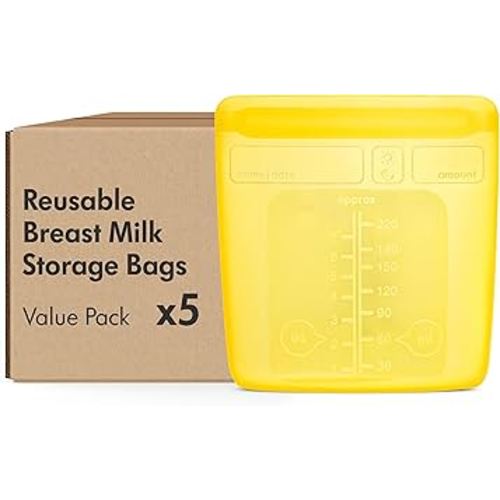 Medela Reusable Breast Milk Storage Bags with Wide Opening and Double-Seal Design, One-Piece, Fridge and Freezer Storable, 220 ml, 500 Uses