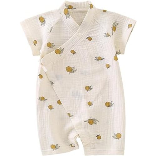BINIDUCKLING Baby Kimono Robes Cotton Muslin Romper Clothes Newborn - 24 Months
