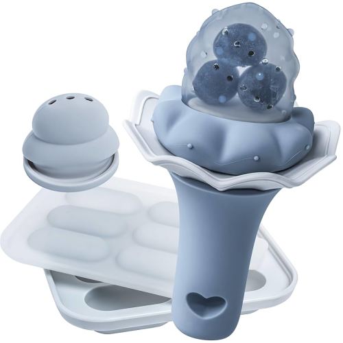 Moonkie Baby Fruit Feeder with Freezer Tray | BPA Free Silicone Infant Food Feeder | Two Sizes Pouches and Breastmilk Popsicle Molds for Cooling Relief | Baby Shower Gifts 4 Months+, 1 Pack