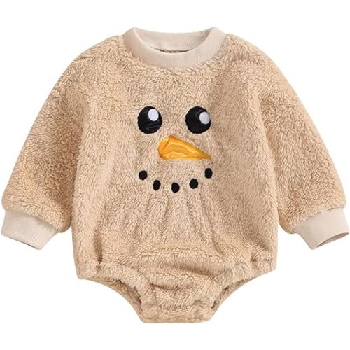 Christmas Newborn Baby Fleece Romper One-Piece Footies Jumpsuit Infant Bodysuit For Baby Boys Girls Winter