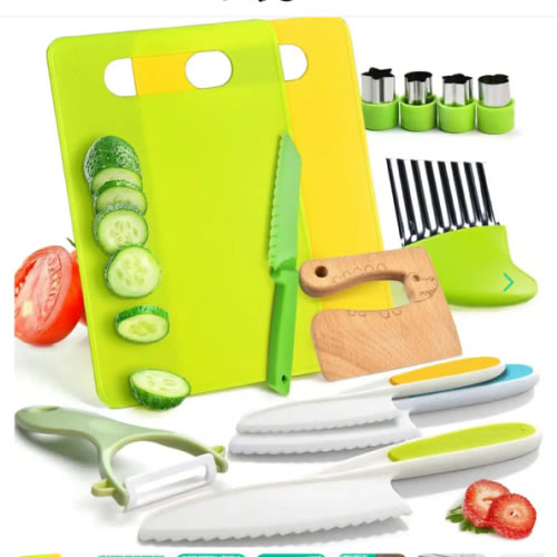 Montessori Kitchen Set - Safe Knives for Kids | 13-Piece Set That Makes Learning Fun & Safe