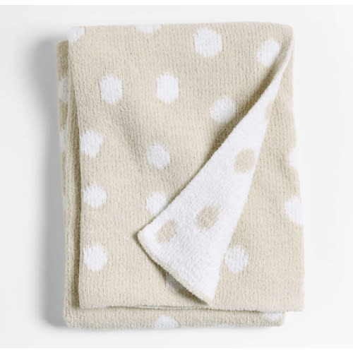 Reversible Stone Tan Chenille Dot Baby Stroller Blanket