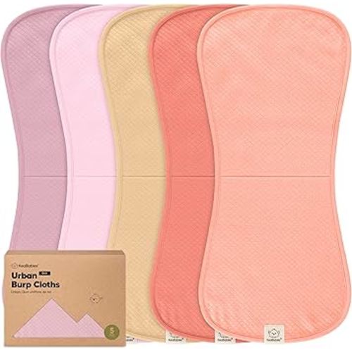 KeaBabies 5-Pack Organic Burp Cloths Baby Girl,Boy - Extra Large,Absorbent Baby Burp Cloths,Soft Burping Cloths for Babies,Newborn Burp Clothes,Cotton Burp Rags,Neutral Thick Burp Cloth (Muted Pastel)
