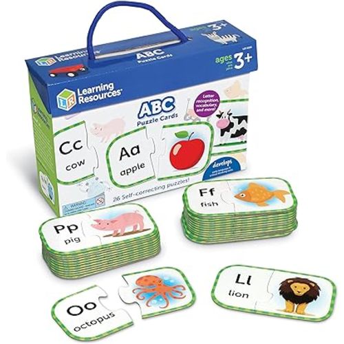 Learning Resources ABC Puzzle Cards, Kindergarten Readiness, Self Correcting Puzzles, Alphabet Learning Games, Puzzles for Toddlers, Ages 3+