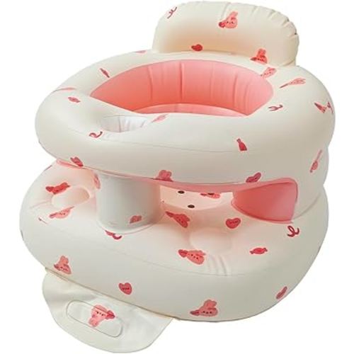 Portable Inflatable Baby Seat with Safety Fence – Sit-Up Chair for Infants & Toddlers | Secure Baby Floor Seat for Sitting Practice | Lightweight Design with Built-in Air Pump